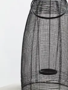 Interiors by Premier Large Black Lantern, Iron Wireframe Black Candle Holder, Indoor & Outdoor Glass Shade Candle Holder