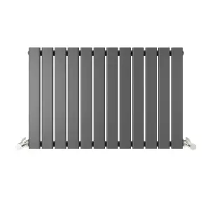 Anthracite Flat Tube 600x912mm Horizontal Single Panel Heated Towel Radiator