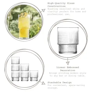 LAV 12pc Helen Stacking Highball Glasses & Tumblers Set