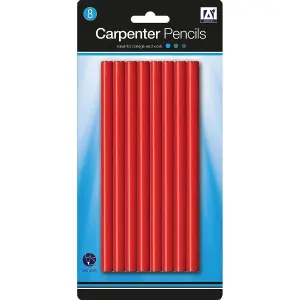 Alannahs Carpenters Pencil (Pack of 8) Red (One Size)