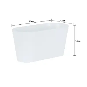 Wham Set 4 Studio 30cm Oval Plastic Trough Ice White