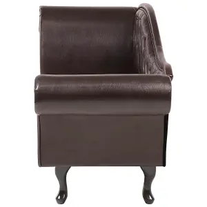 Left Hand Faux Leather Chaise Lounge Brown LATTES