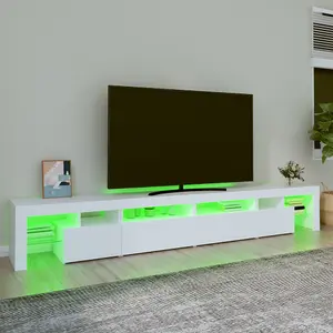 Berkfield TV Cabinet with LED Lights White 260x36.5x40 cm