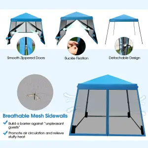 Costway Patio Outdoor Instant Pop-up Canopy Slant Leg Mesh Tent Foldable Gazebo