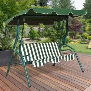 Costway Garden Patio Metal Swing Chair 3 Seater Hammock Bench Swinging Cushioned Seat