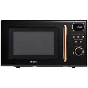 Abode Retro Black Microwave 20L 700W Digital 8 Auto Cook Rose Gold with Defrost Function AMD2004BRG