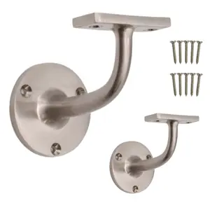 AFIT Handrail Bracket Satin Nickel Pack 2 Banister Brackets Stair Banister Wall Handrail 63mm