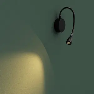 CGC MATILDA Black Adjustable Flexible Neck LED Rechargeable Magnetic USB Reading Bedside Wall Light