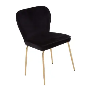 Elegant Curved Black Gold Finish Dining Chair,Modern Armless Chair,Durable Kitchen Chair,Luxe Accent Chair