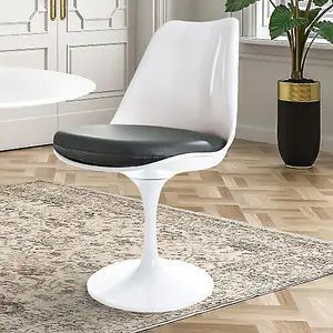 White Tulip Dining Chair with Grey PU Cushion