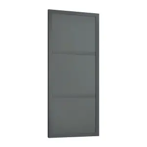 Spacepro Shaker Matt Dark Grey 3 panel 1 mirror Sliding wardrobe door (H) 2220mm x (W) 914mm