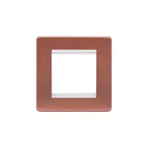 Lieber Brushed Copper Single Data Plate 2 Modules - White Insert Screwless