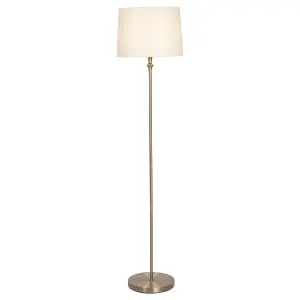 First Choice Lighting Antique Brass Floor Lamp with Cream Shade