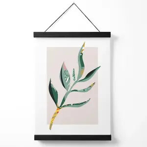 Papyrus Leaf Green and Red Minamilist Medium Poster with Black Hanger