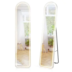 Costway Arch Full Length Mirror 3 Color Lighting Aluminum Frame Mirror Standing/Wall Mounted