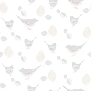 Galerie Just 4 Kids 2 Grey Beige Pink Pretty Birds Smooth Wallpaper