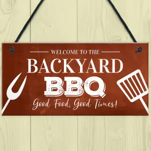 Backyard BBQ Sign Funny Garden Shed Man Cave Sign Gift For Men New Home Gift