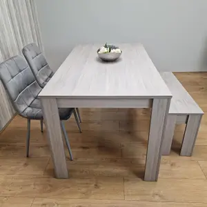 Dining Table and 2 Chairs With Bench Grey 2 Grey Velvet Chairs Wooden Bench Wood Dining Set Furniture