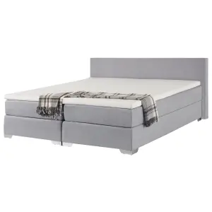 Fabric EU Super King Size Divan Bed Light Grey PRESIDENT