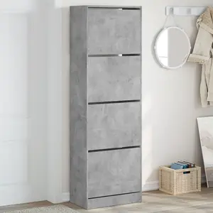 Berkfield Shoe Cabinet with 4 Flip-Drawers Concrete Grey 60x34x187.5 cm