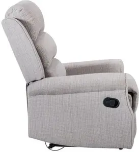 Kyoto Ernest Recliner Chair Manual, Textured Weave, Country, Natural, Fabric/Textured Weave Fabric