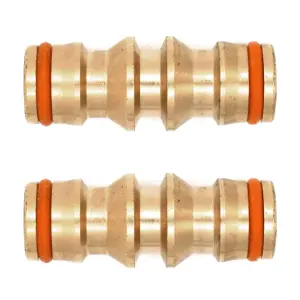 Brass Double Male Hose Connector Coupler Extender for Join Garden Hose Pipe Tube (Pack of 2)