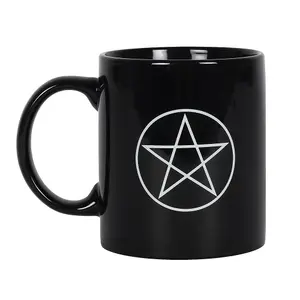 Black Ceramic Mug With a Pentagram Design (500ml)