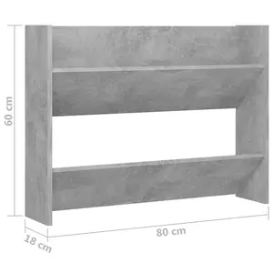 Berkfield Wall Shoe Cabinet Concrete Grey 80x18x60 cm Engineered Wood