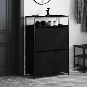 Shoe Cabinet Black 75x34x112 cm Engineered Wood