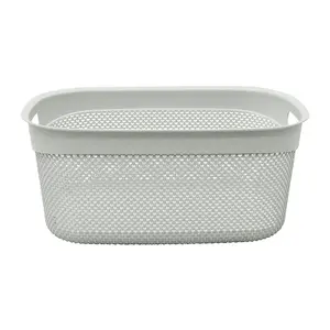 JVL Droplette Design Plastic Storage Basket, 33L, Grey