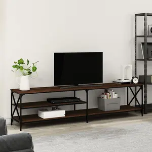 Berkfield TV Cabinet Brown Oak 200x40x50 cm Engineered Wood and Metal