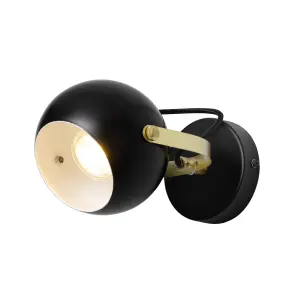 Litecraft Eyeball 1 Light Matte Black Adjustable Wall Light