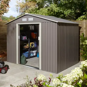 Trentvale 8X6 Metal Apex Shed Light Grey Light Grey