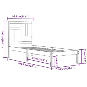 Berkfield Bed Frame White Solid Wood Pine 90x200 cm