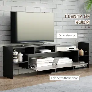 HOMCOM TV Cabinet Unit w/ Wall-Mounted Shelf, Open Shelves Black and Brown