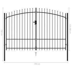 Berkfield Fence Gate Double Door with Spike Top Steel 3x2 m Black