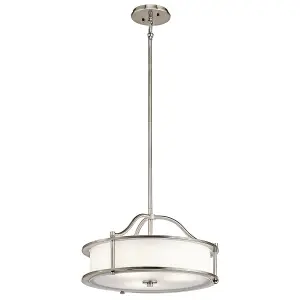 Elstead Emory 3 Light Semi Flush Round Ceiling Pendant Light Pewter, E27