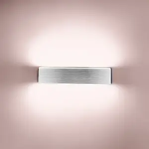 12W LED Up and Down Wall Light, Brushed Aluminium Finish Warm White (Non-Dimmable)