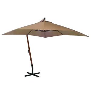 Berkfield Hanging Parasol with Pole Taupe 3x3 m Solid Fir Wood