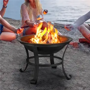 Yaheetech Outdoor Round Fire Pit with Mesh Screen Cover