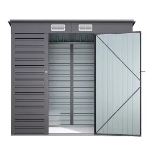 Outdoor Shed Single Door Galvanized Steel Plate Shed Storage Shed in Grey