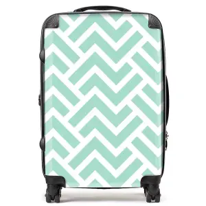 Green Geometric Pattern Suitcase - Medium