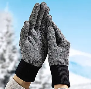 Below Zero Aluminium Fibre Thermal Gloves - Machine Washable Grey & Black Unisex Gloves That Keep Hands Warm & Dry - Size L/XL