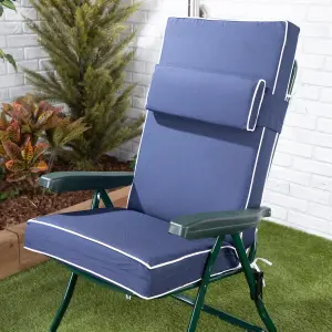 Alfresia Navy Blue Garden Recliner Chair Cushion, Luxury Style