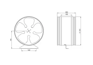 Metal Inline Extractor Fan 315mm / 12.4" with Fitting Bracket Duct