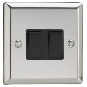 Varilight 2-Gang 10A 1- or 2-Way Rocker Switch Chrome