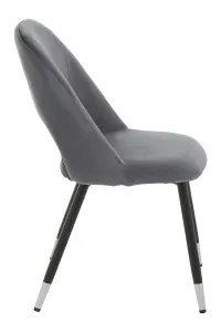 Grey Velvet Dining Chair, Velvet Upholstered Accent Dining Table Chair, Tapered Back Living Room Chair