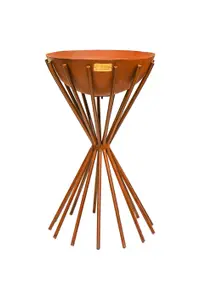 Outdoor Tall Metal Dakota Fire Pit in Rust H65Cm W38Cm