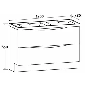 Stanhope 1200mm Double Bathroom Vanity with Integrated Glass Basin Blue