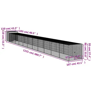 Chicken Cage with Run Anthracite 110x1221x110 cm Galvanised Steel